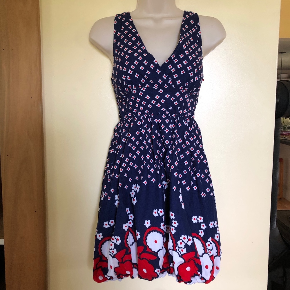 MOI blue cotton elasticized back dress